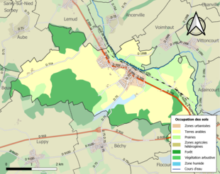 Carte en couleurs présentant l'occupation des sols.