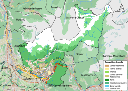 Carte en couleurs présentant l'occupation des sols.