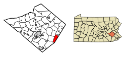 Location of Douglass Township in Berks County (left) and of Berks County in Pennsylvania (right)