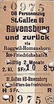 Několikanásobně proštípnutá jízdenka švýcarských drah SBB z roku 1962