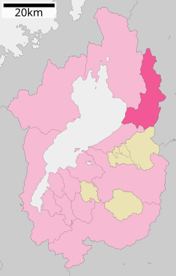 Maibaras läge i Shiga prefektur      Städer      Landskommuner