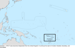 Map of the change to the United States in the Pacific Ocean on October 1, 1978