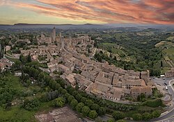 Aerial view of the town