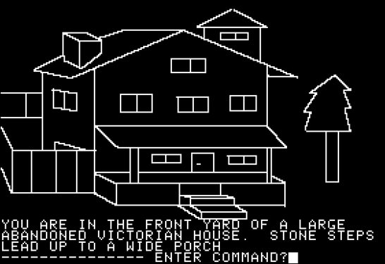 The 1980 game Mystery House on the Apple II.