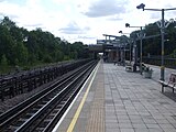 Looking eastward along the island platform in July 2009