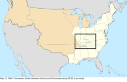 Map of the change to the United States in central North America on May 12, 1820