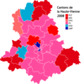 Cantons de la Haute-Vienne après les élections cantonales de 2008 (1er mars 2009)