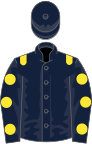 Dark blue, yellow epaulets, dark blue sleeves, yellow spots