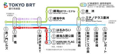 東京BRTの運行系統図