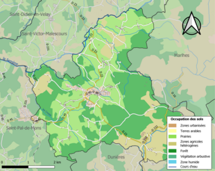 Carte en couleurs présentant l'occupation des sols.