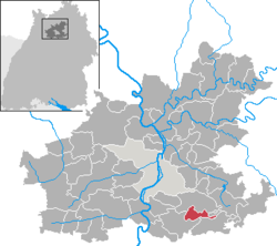 Elhelyezkedése Baden-Württemberg térképén