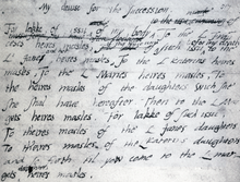 A letter written in pen and ink, with irregular writing and several alterations