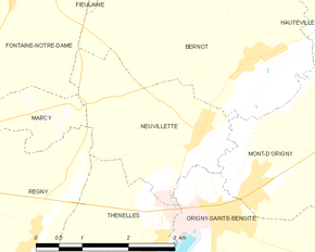 Poziția localității Neuvillette. Aisne