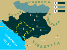 Srbija na kraju XIII vijeka i sadasnje granice Crne Gore Država Nemanjića, krajem XIII vijeka: 1. Milutinova teritorija; 2. Dragutinova država; 3. Današnje granice Crne Gore.(Izvor : Redakcija za Istoriju Crne Gore "Istorija Crne Gore, knjiga II-1, Titograd,1970.")