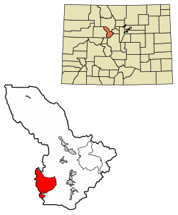 Location of the Copper Mountain CDP in Summit County, Colorado.