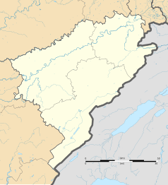 Mapa konturowa Doubs, w centrum znajduje się punkt z opisem „Loray”