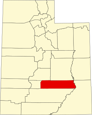 Map of Utah highlighting Wayne County