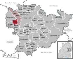 Elhelyezkedése Baden-Württemberg térképén