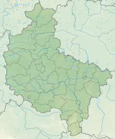 Mapa konturowa województwa wielkopolskiego, na dole znajduje się punkt z opisem „ujście”