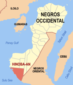 Mapa de Negros Occidental con Hinoba-an resaltado