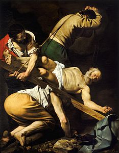 Crucifixión de San Pedro (1601), de Caravaggio, Santa María del Popolo, Roma.