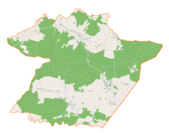 Mapa konturowa gminy Wielkie Oczy, blisko centrum po prawej na dole znajduje się punkt z opisem „Wielkie Oczy”