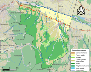 Carte en couleurs présentant l'occupation des sols.