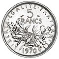 5 francs Semeuse en nickel, revers Aussi version png