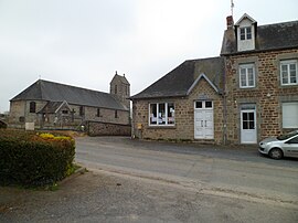 The town hall and the church of Saint-Laurent