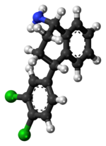 Ball-and-stick model of the desmethylsertraline molecule