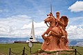 Statue of Antonio José de Sucre and obelisk near Kinwa, commemorating the Battle of Ayacucho.