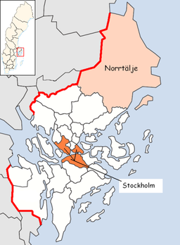 Norrtälje kommuns läge i Stockholms län