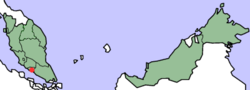 Malacca, shown within modern Malaysia