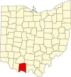 Karte von Adams County innerhalb von Ohio