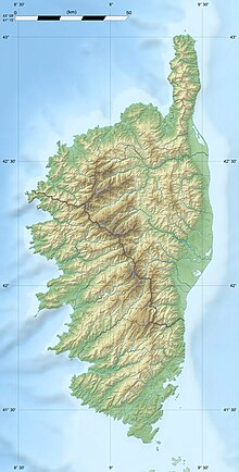 Carte en relief de la Corse.