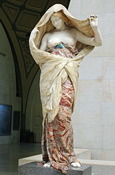 Art Nouveau - Nature Unveiling Herself Before Science, by Louis-Ernest Barrias, 1899, marble, alabaster, calcite, malachite, lapis lazuli, Musée d'Orsay, Paris