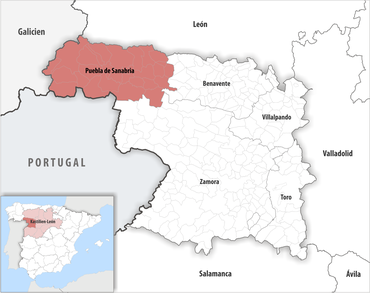 Die Lage des Gerichtsbezirk Puebla de Sanabria in der Provinz Zamora