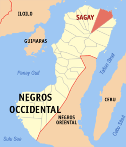 Mapa de Negros Occidental con Sagay resaltado