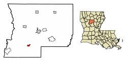 Location of Atlanta in Winn Parish, Louisiana.