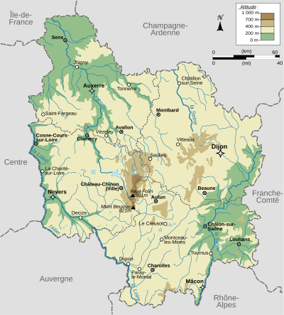 Map of the Burgundy region.