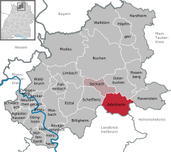 Elhelyezkedése Baden-Württemberg térképén