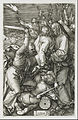 Albrecht Dürer, La Trahison du Christ, gravure n° 3 de la Passion, 1508, Metropolitan Museum of Art. Le jeune homme nu s'enfuit à l'arrière-plan, à gauche, poursuivi par un soldat[7].