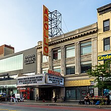 Outside view of the Apollo film theater.