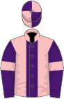 Rose, purple stripe, purple sleeves, pinkarmlets, pink cap, purple quartered