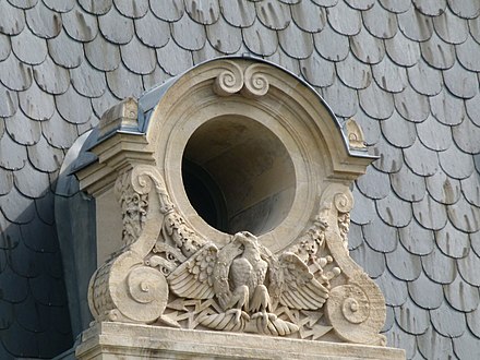 Beaux-Arts dormer oculus of the Building of Préfecture de Police de Paris, Île de la Cité