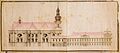 Original 18th century drawing of Provost Church of St Peter and Paul in Rajhrad by Santini