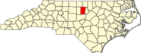 Map of North Carolina highlighting Orange County