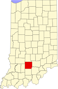 Map of Indijana highlighting Lawrence County