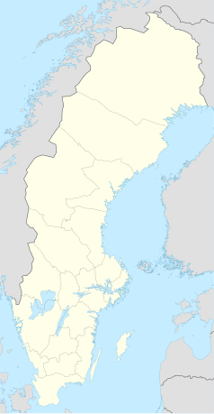 Mapa konturowa Szwecji, po lewej znajduje się punkt z opisem „Klövsjö”