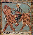 Scroll painting of a Ghazi riding a Bengal tiger